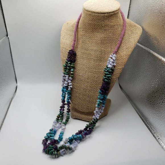 VTG Native American Turquoise & Amethyst Necklace - Picture 2 of 12